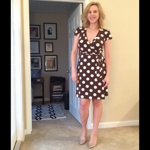 Stretchy Polka Dot Wrap Dress