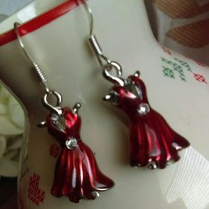 Red Dress Earrings with Accents