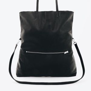 cos folded leather tote bag