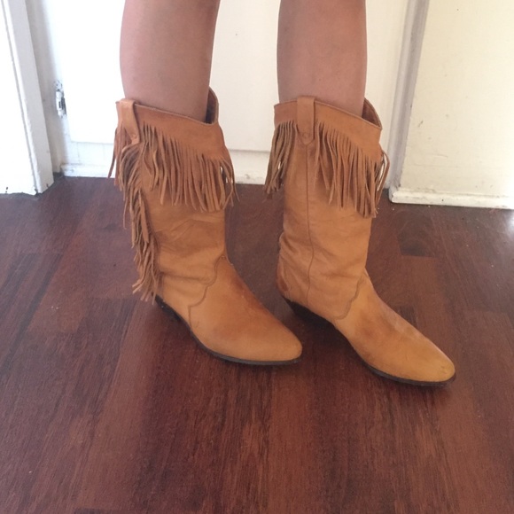 Tan Fringe Boots
