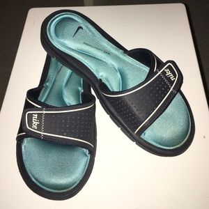 Blue Nike Slides