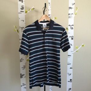 Lacoste Men's Striped Polo Blue White