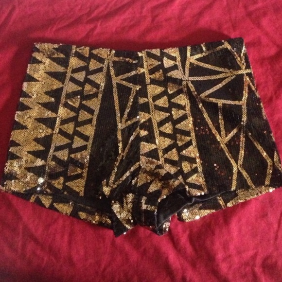 Gold and Black Sequin Shorts