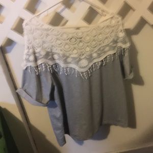 Shirt with lace nwot
