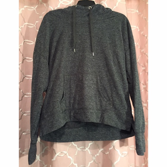 Dark gray fleece Reebok hoodie.