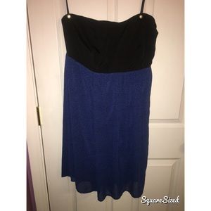 Strapless black and blue dress