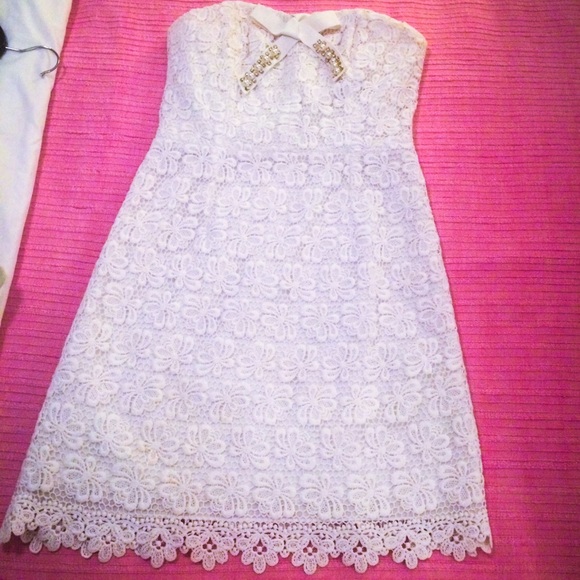 Lilly Pulitzer White Lace Strapless Dress, Size 4