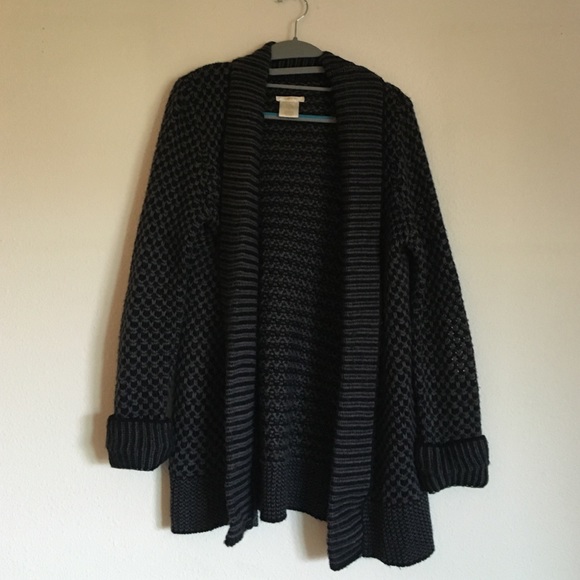 Slouchy + long open sweater/cardigan in grey/black