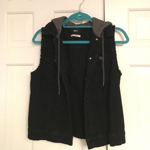 Denim vest w/ hood