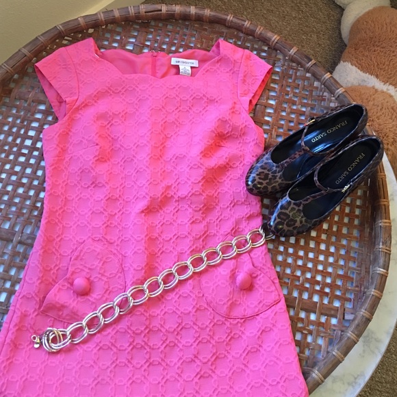 Pink Liz Claiborne Scallop Trim Dress