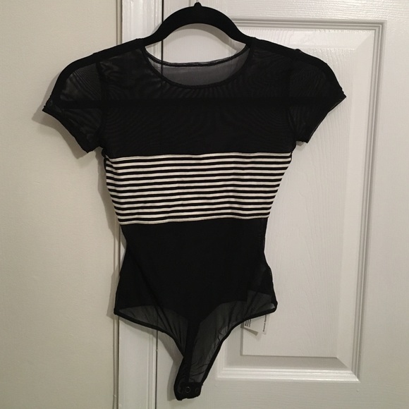 American Apparel Striped Mesh Bodysuit