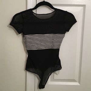 American Apparel Striped Mesh Bodysuit