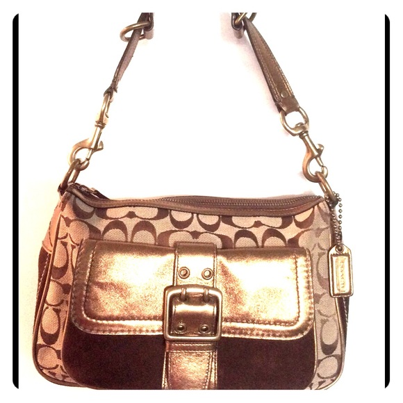 Coach Bronze Metallic Signature Medium Bag - image 1