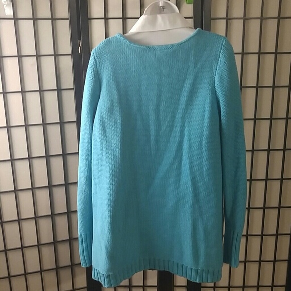 Lane Bryant turquoise knit sweater - Picture 3 of 4
