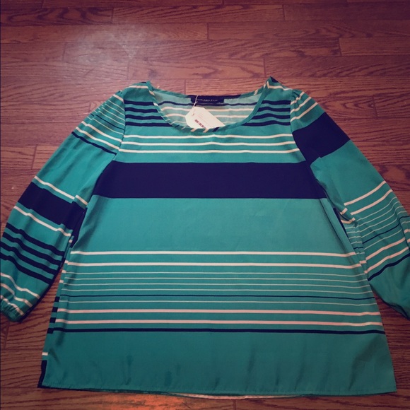 Peach love cream stripe top