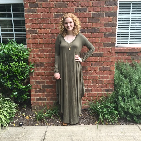 Olive Slit Maxi Dress - Picture 3 of 4