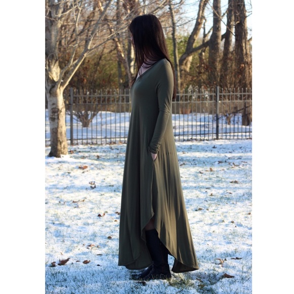 Olive Slit Maxi Dress - Picture 2 of 4