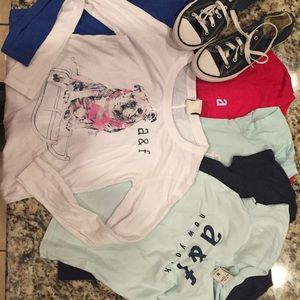 Kids navy converse sneakers and Abercrombie shirts