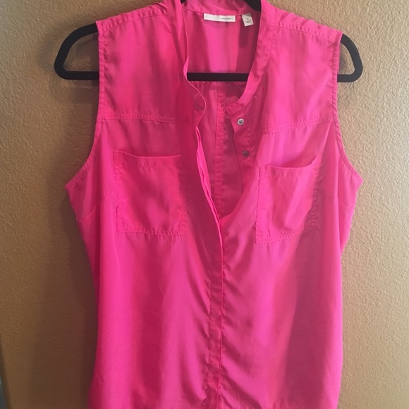 Hot pink button down front blouse
