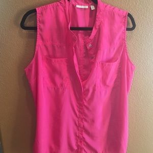 Hot pink button down front blouse