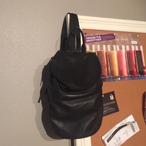 Cut N' Paste black leather backpack