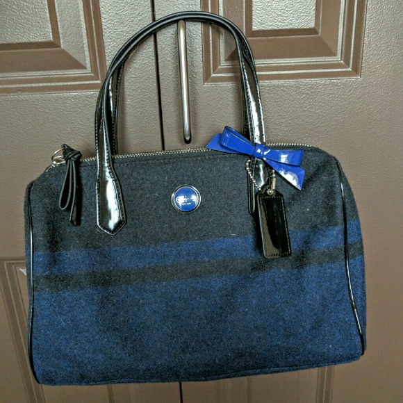 NWOT Coach Signature Stripe Wool Satchel