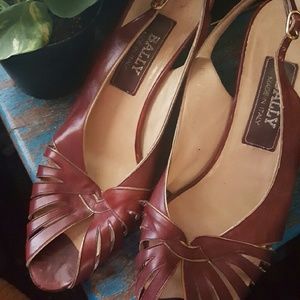 Bally Vintage 70s Sling Back with peep toe.