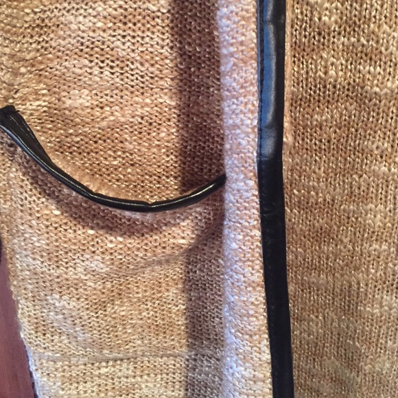 Cream and leather cardigan. - Picture 2 of 3