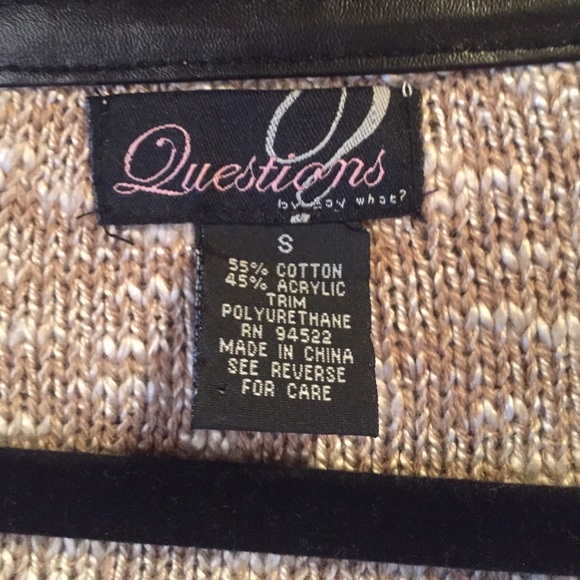 Cream and leather cardigan. - Picture 3 of 3