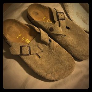 Birkenstock Boston taupe suede size 37