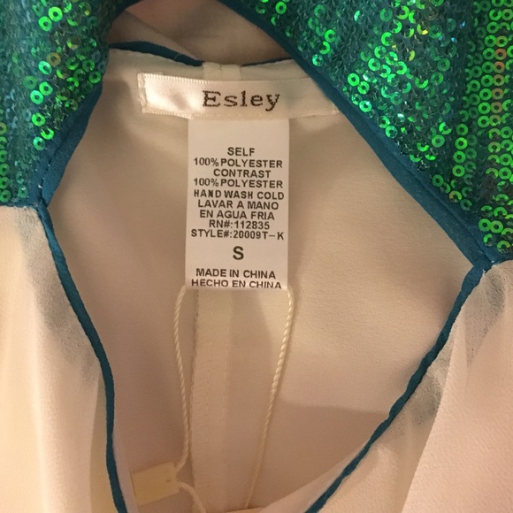 White and teal sparkly tank top - Picture 2 of 2