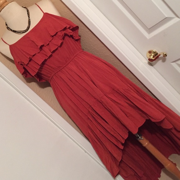Burnt Orange Hi Low Dress