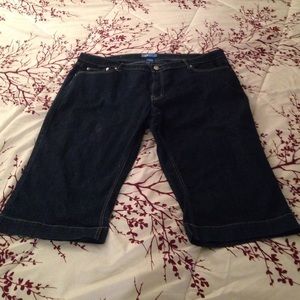 dkin dark wash capris w/rhinestone embellishments