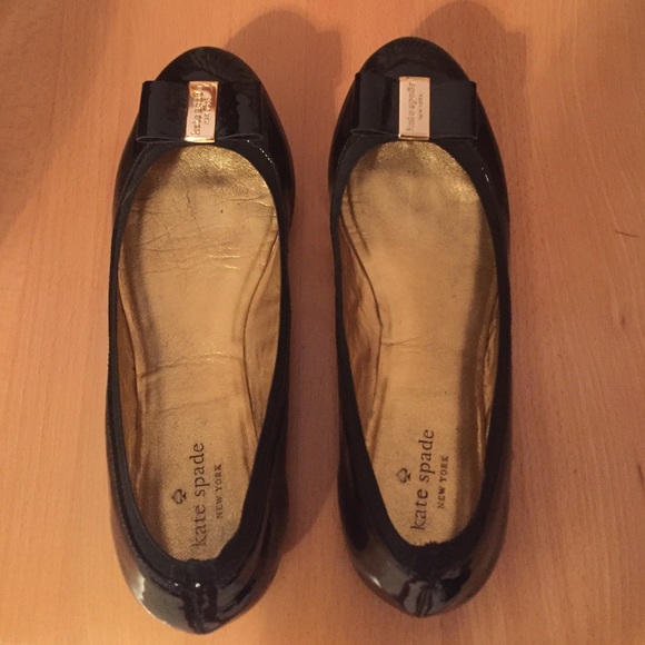 Kate Spade Black Patent Bow Flats
