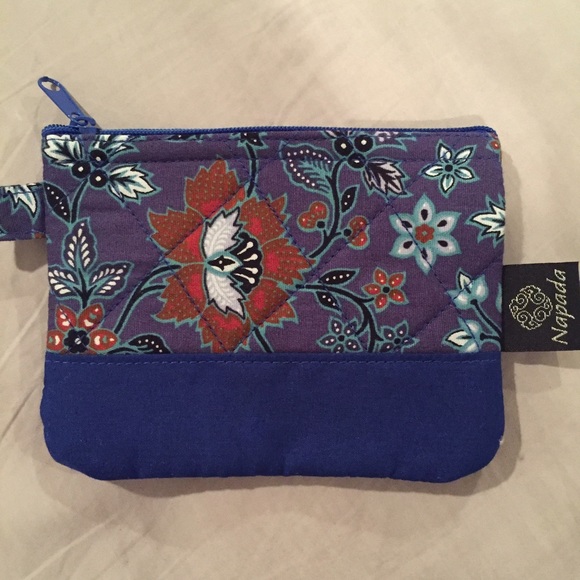 Thailand handcrafted pouch or wallet - blue flower