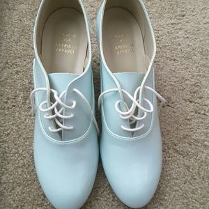 American Apparel Patent Boppy Heels in color Cielo