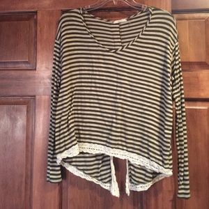 Olive green and cream long sleeve with lace