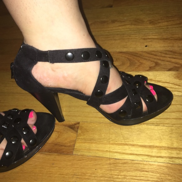Black Studded Heels - Picture 2 of 4