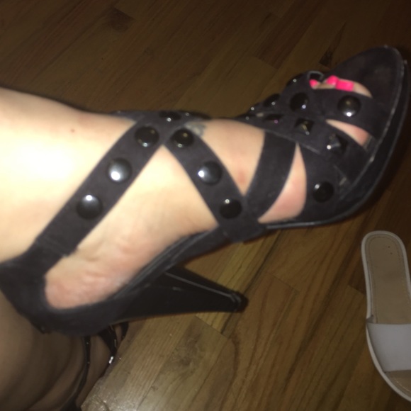 Black Studded Heels - Picture 3 of 4