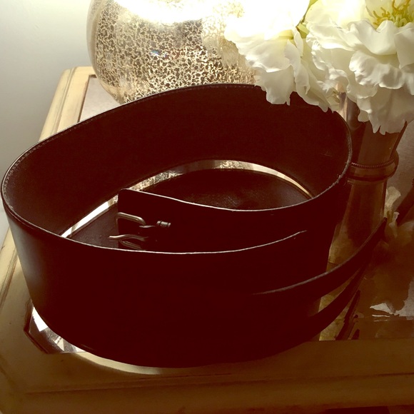 Club Monaco black buckle belt -- four inches wide