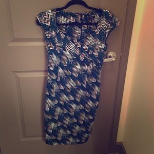 White House Black Market Teal Chevron Dress
