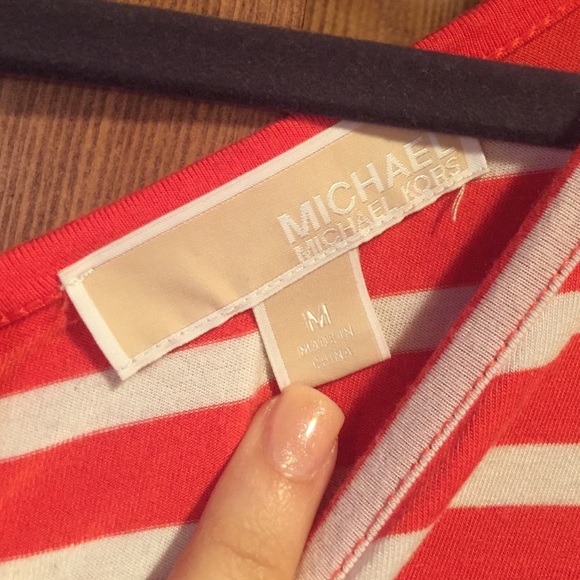 Coral and white stripped 1/3 sleeves - Picture 2 of 3