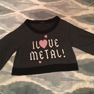 Wildfox crop sweater "I love metal!"