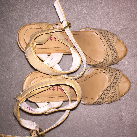 Pink and Pepper Tan Wedges
