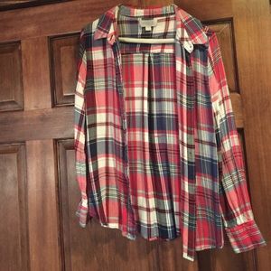 Red white and blue long sleeve flannel