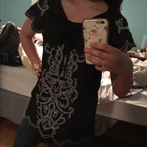 Silvergate short-sleeved back peasant top