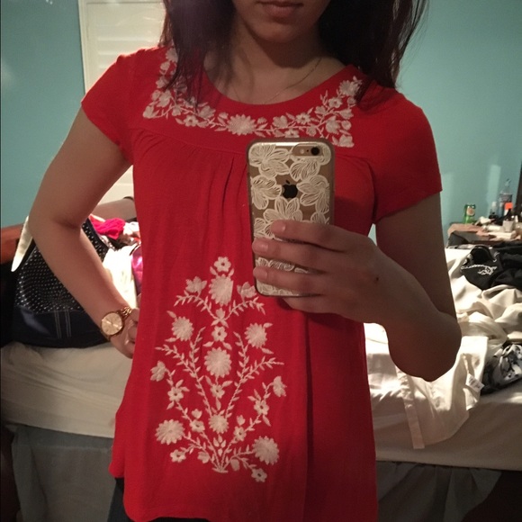 FOREVER 21 bright peasant top