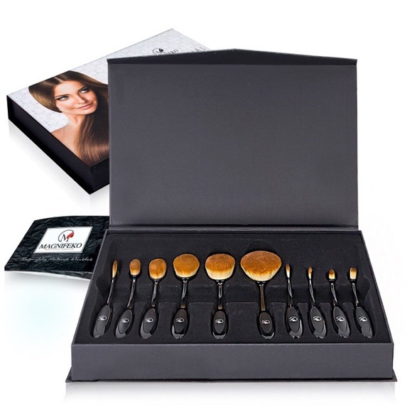 Oval toothbrush makeup brush set of 10