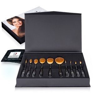 Oval toothbrush makeup brush set of 10