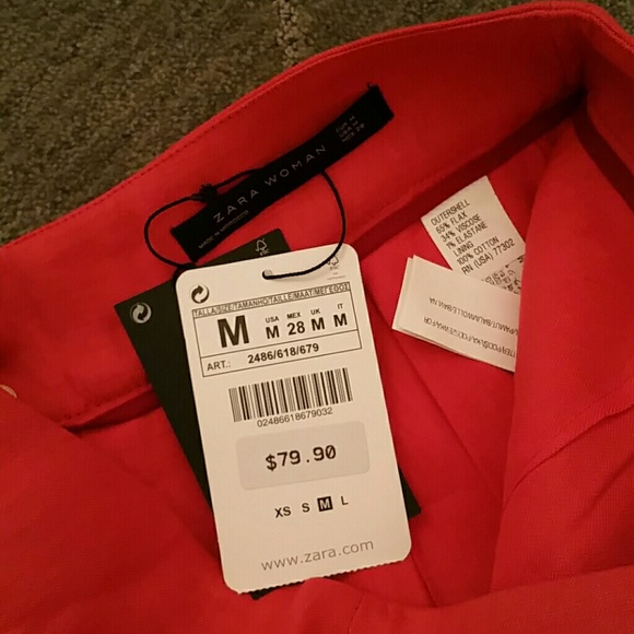 Zara red linen peplum pencil skirt - Picture 4 of 4